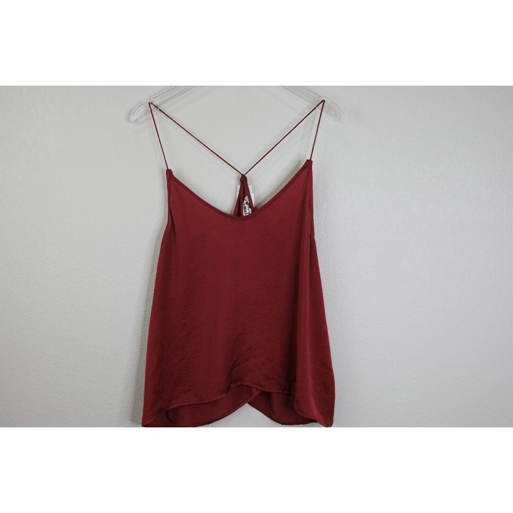 Rollas Spaghetti Strap Tank Women Small Wine Silky